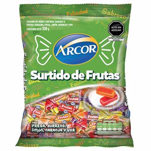Caramelos ARCOR FRUTAS Duros sabores surtidos de fruta Bolsa 330g
