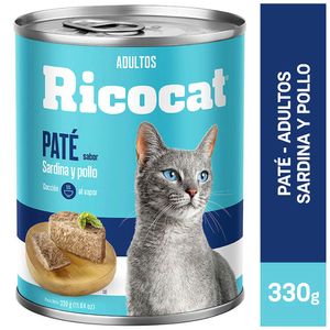 Comida para Gatos RICOCAT Adultos Paté Sardina y Pollo Lata 330g