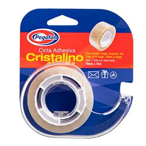 Cinta Adhesiva PEGAFAN Cristalino Rollo con Dispensador 19mmx15m