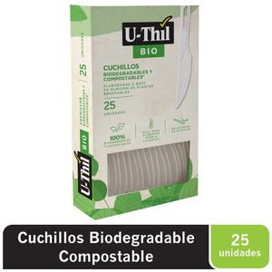 Cuchillos Biodegradables UTHIL Caja 25un