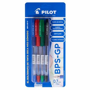 Bolígrafo PILOT BPS-GP Azul/Negro/Rojo/Verde Blíster 4un
