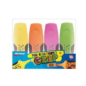 Mini Resaltadores ARTESCO Grip Neón Paquete 4un