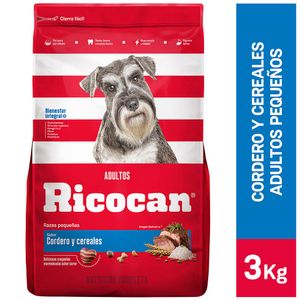 Comida para Perros RICOCAN Adultos Razas Pequeñas Cordero y Cereales Bolsa 3Kg