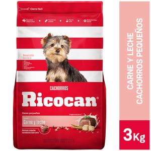 Comida para Perros RICOCAN Cachorros Razas Pequeñas Carne y Leche Bolsa 3Kg