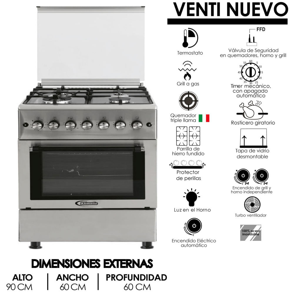 KLIMATIC COCINA EUROPEA F9S60GF-SS | Estilos.com