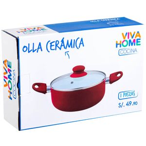 Olla de Cerámica VIVA HOME 22cm Rojo