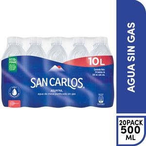 Agua de Mesa SAN CARLOS sin Gas Botella 500ml Paquete 20un