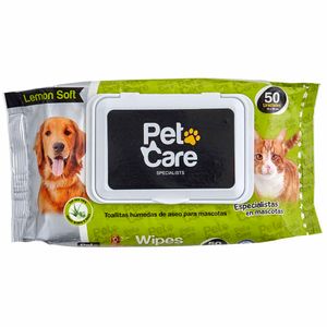 Toallitas Húmedas PET CARE Mascotas Limón Paquete 50un
