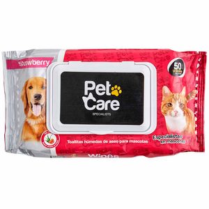 Toallitas Húmedas PET CARE Mascotas Fresa Paquete 50un