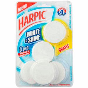 Desinfectante de Baño HARPIC White & Shine Aroma Cloro Pastilla 45g Paquete 5un