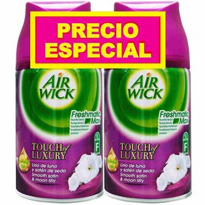 Ambientador AIR WICK Freshmatic Lirio de Luna y Satén de Seda Frasco 250ml Paquete 2un