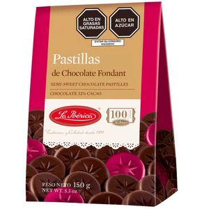 Chocolate LA IBÉRICA PASTILLAS FONDANDT Semi dulce sin leche Caja 150Gr