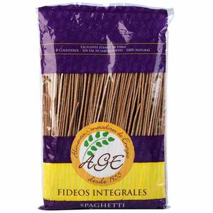 Fideos Integrales Spaghetti AGE Bolsa 500g