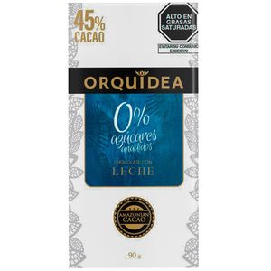 Chocolate Sin Azúcar ORQUIDEA Leche 45% Caja 90g