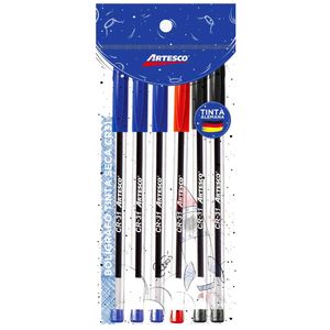 Bolígrafo ARTESCO CR-31 Azul, Negro y Rojo Blister 6un