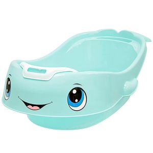 Combo REY Bañera Aqua Baby Decorado Celeste/Verde