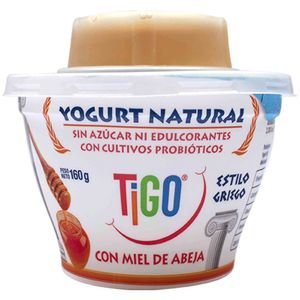 Yogurt TIGO Premium Natural con Miel de Abeja Vaso 160g