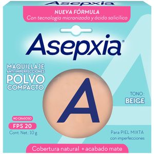 Maquillaje en Polvo ASEPXIA Anti-Imperfecciones Tono Beige Claro Caja 10g