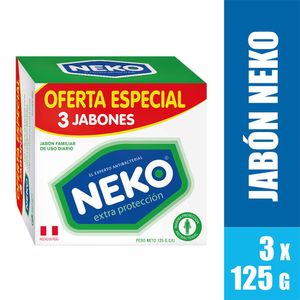 Jabón Antibacterial NEKO Extra Protección Barra 125g Paquete 3un
