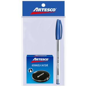 Pack Voto Tampón Dactilar ARTESCO Negro + Bolígrafo TRIM35F Azul