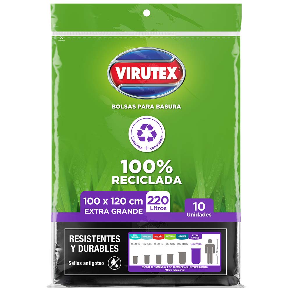 Bolsa para Basura 220 L Paquete x 10 Unidades Virutex Pro - Utilex