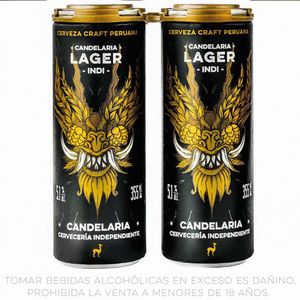 Cerveza Artesanal CANDELARIA Lager Dorada Lata 355ml Paquete 4un