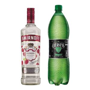 Pack Vodka SMIRNOFF Raspberry Botella 700ml + Gaseosa EVERVESS Ginger Ale Botella 1.5L