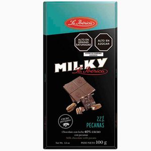 Tableta de Chocolate MILKY con Pecanas Paquete 100g