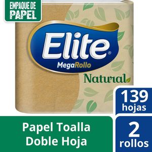 Papel Toalla ELITE Natural Mega Rollo Paquete 2un