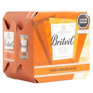 Pack Ginger Beer BRITVIC Fiery 4 Pack Lata 150ml