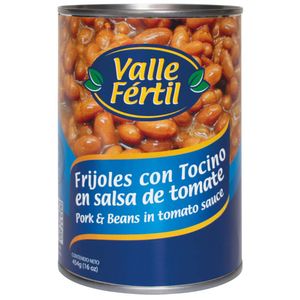 Frijoles con Tocino VALLE FÉRTIL Lata 454g