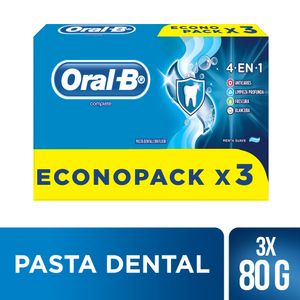 Pasta Dental con Flúor ORAL-B Complete 4 en 1 Tubo 80g Paquete 3un