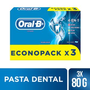 Pasta Dental ORAL-B Complete 4 en 1 Tubo 66ml Paquete 3un
