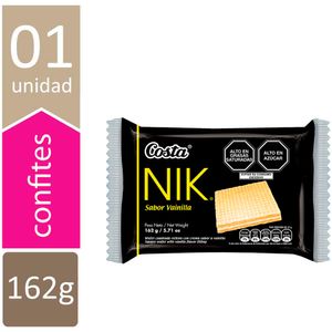 Wafer Cuadrado NIK Relleno con Crema Sabor a Vainilla Paquete 6un