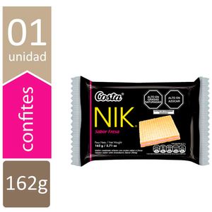 Wafer Cuadrado NIK Relleno con Crema Sabor a Fresa Paquete 6un