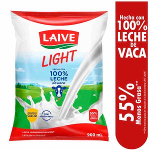 Leche UHT LAIVE Entera Light Bolsa 900ml