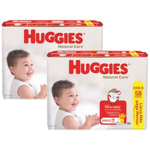 Pack Pañales para Bebé HUGGIES Natural Care Talla XXG Paquete 58un x 2un