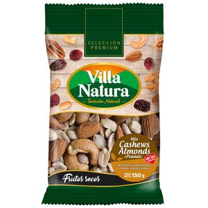 Piqueos VILLA NATURA Cashews, Almonds & Peanuts Bolsa 150g