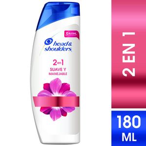Shampoo HEAD & SHOULDERS 2 en 1 Suave y Manejable Frasco 180ml