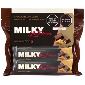 Chocolate en Barra LA IBÉRICA Milky Almendras Paquete 6un