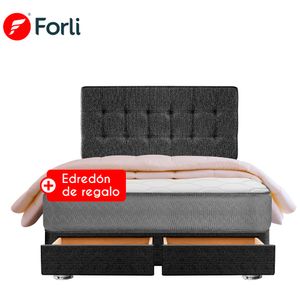 Dormitorio FORLI Polaris Con Cajones 2 Plazas + Cabecera + Nordico