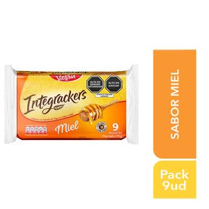 Galletas INTEGRACKERS Con salvado sabor a miel Paquete 9Un