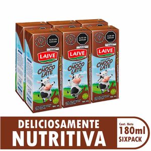Pack Leche LAIVE Sin Lactosa Sabor a Chocolate Tetrapack 180ml Paquete 6un