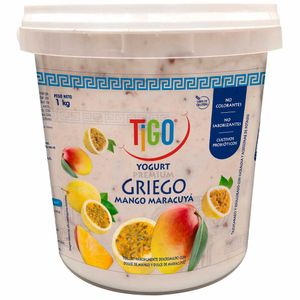 Yogurt Griego Parcialmente Descremado TIGO Sabor Mango -  Maracuyá Pote 1Kg