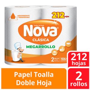 Papel Toalla NOVA Clásico Mega Rollo Paquete 2un