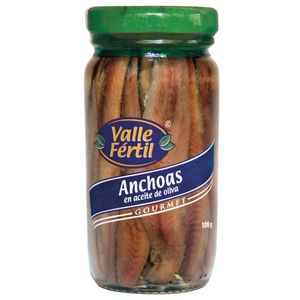 Filete de Anchoas VALLE FÉRTIL en Aceite de Oliva Frasco 100g