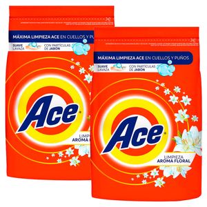 Pack Detergente en Polvo ACE Regular Bolsa 4Kg Paquete 2un