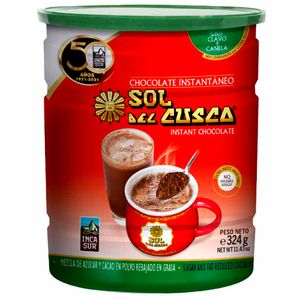 Chocolate Instantáneo SOL DEL CUSCO con Canela y Clavo Pote 324g