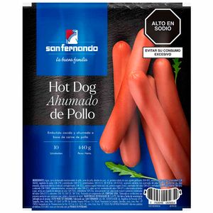 Hot Dog Ahumado de Pollo SAN FERNANDO Paquete 440g