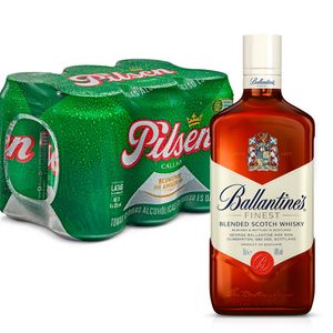 Pack Whisky BALLANTINE'S Finest Botella 700ml + Cerveza PILSEN 6 Pack Lata 355ml